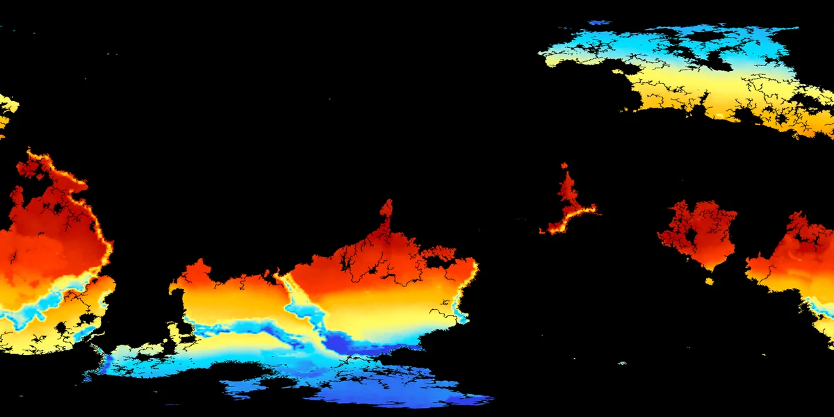 Temperature map exported from World Climate Lab