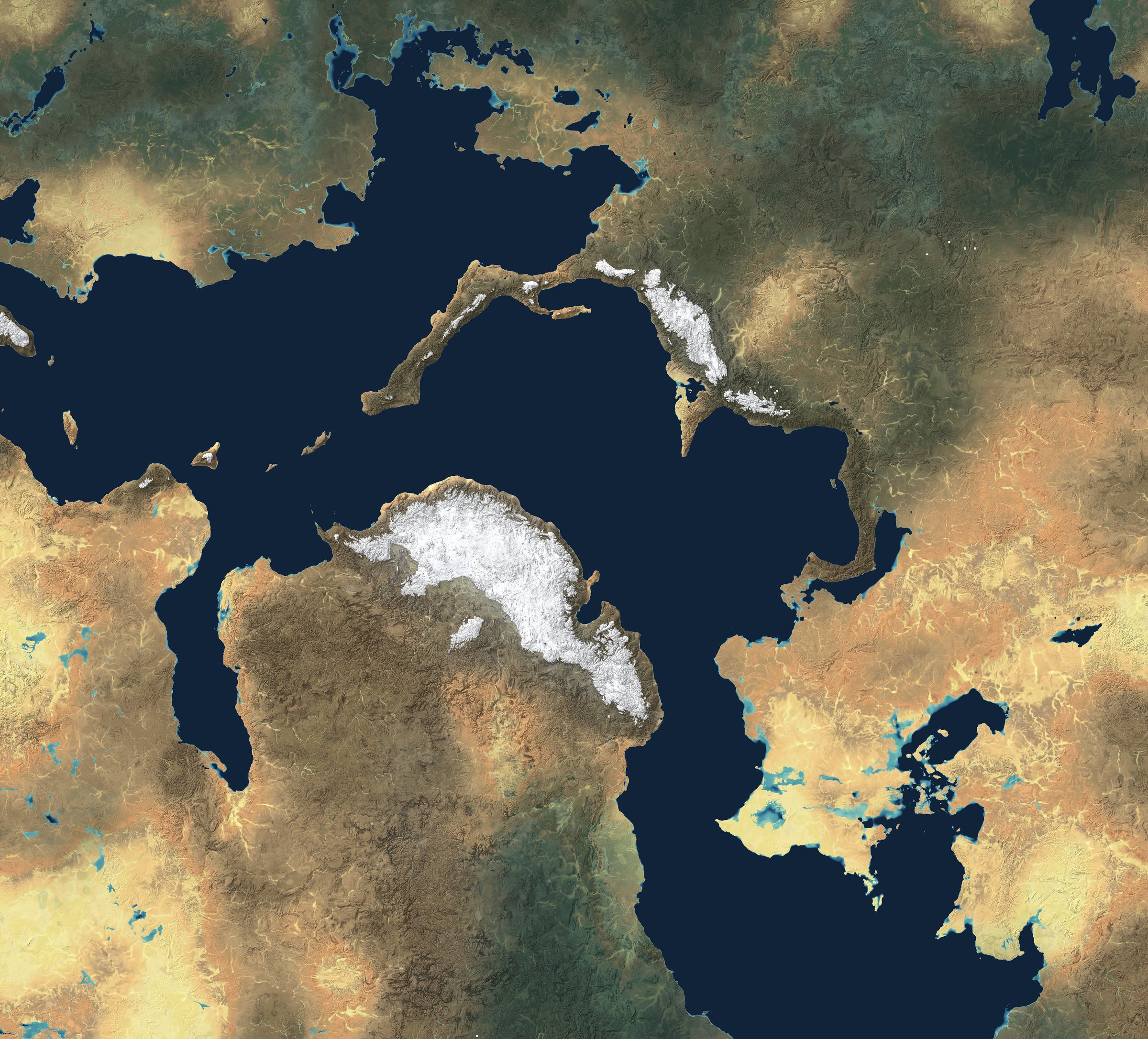 Inland sea with glaciated ranges