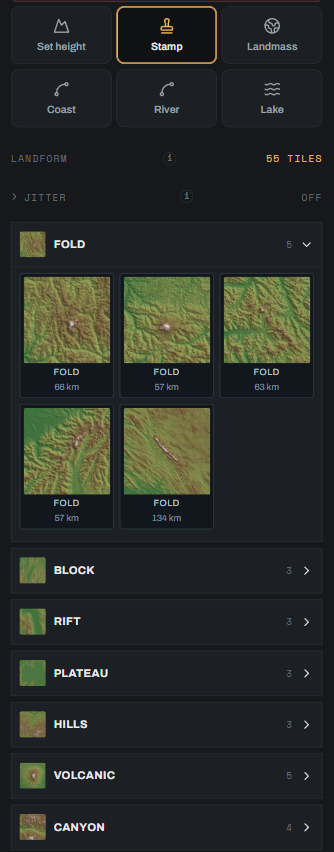 Landform stamp library