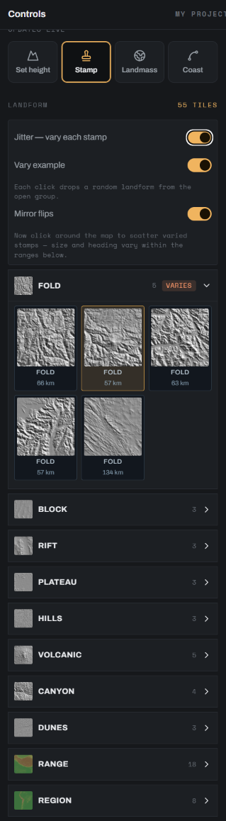 Landform stamp library